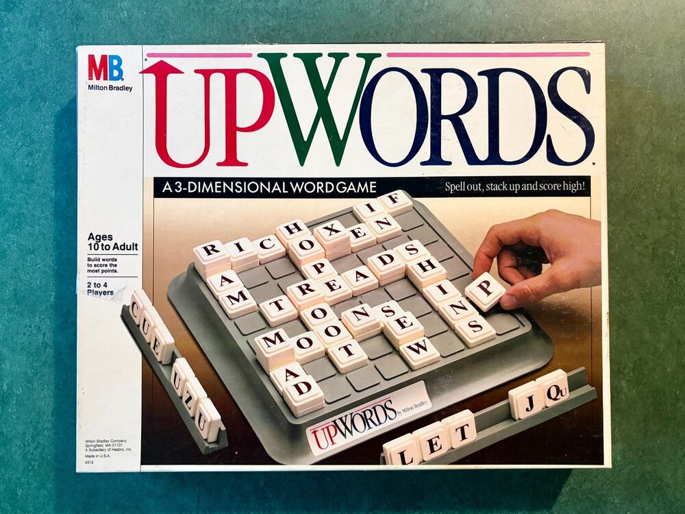 Upwords Board Game Complete Milton Bradley 1988 3D Word Game Vintage Family